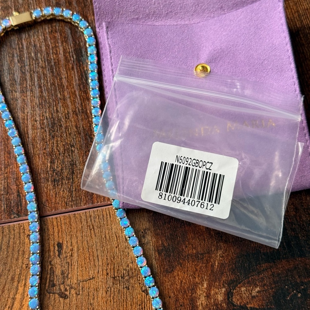 Melinda Maria Grand Heiress Tennis Necklace - Blue Opals - Picture 4 of 4
